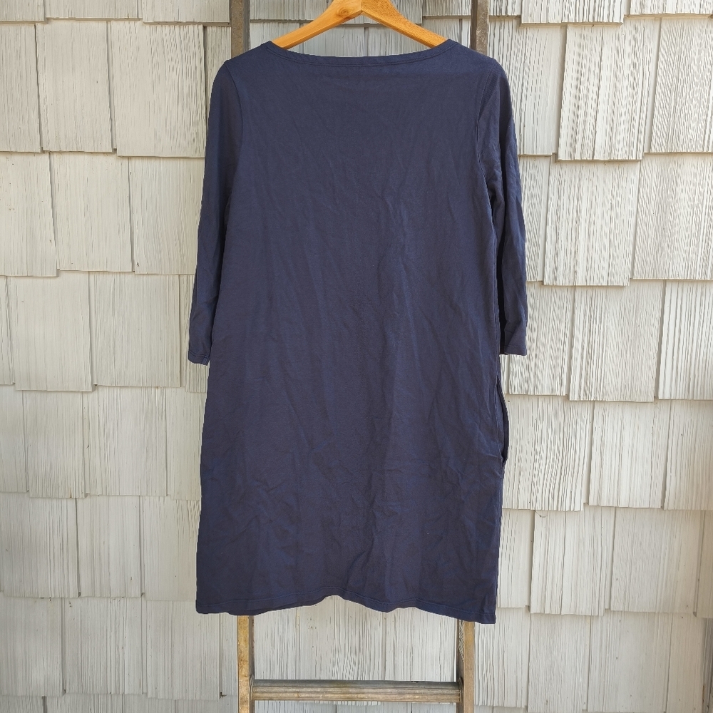 Garnet Hill 100% Organic Cotton Bateau Neck Shift T-shirt Dress sz 10 Navy - Picture 7 of 10